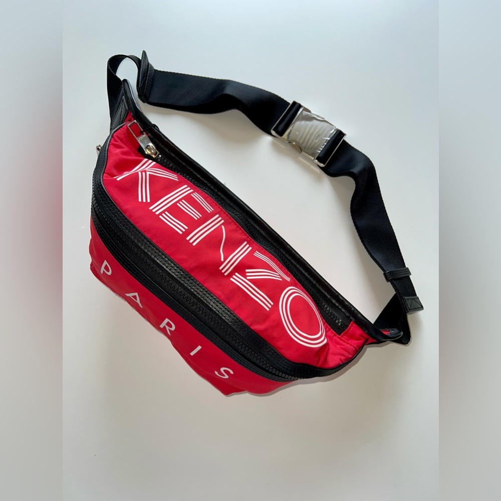 KENZO PARIS Leather Trim Nylon Bumbag